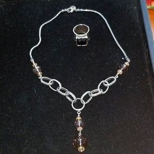 Silpada retired Smokey Quartz Necklace and Ring